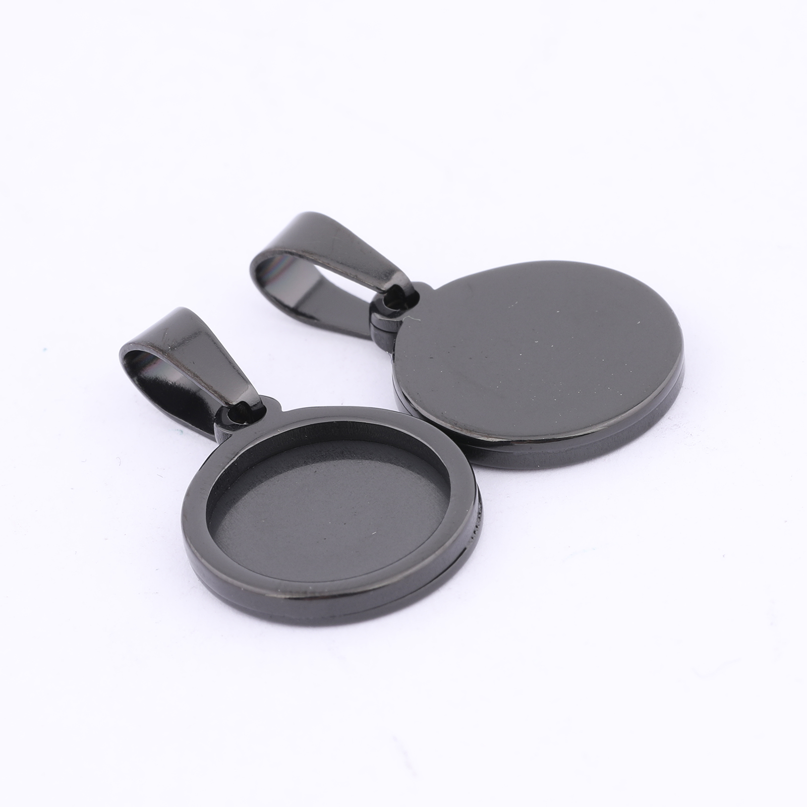 10pcs Gold Plated Black 12mm R - Bezels Set Pendant 评论和价格