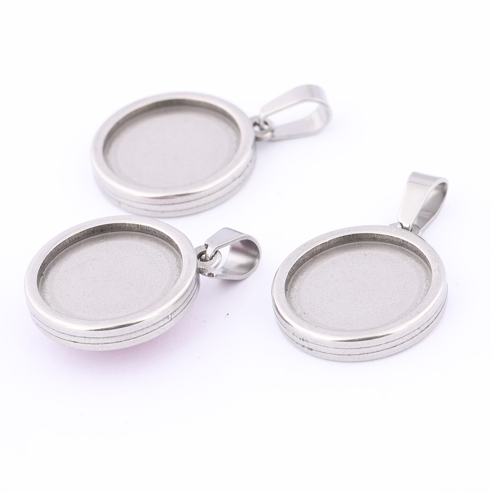 5pcs Stainless Steel Gold Plat - Bezels Set Pendant 评论和价格