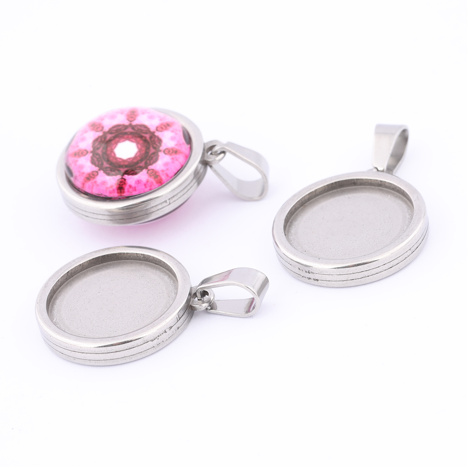 5pcs Stainless Steel Gold Plat - Bezels Set Pendant 评论和价格