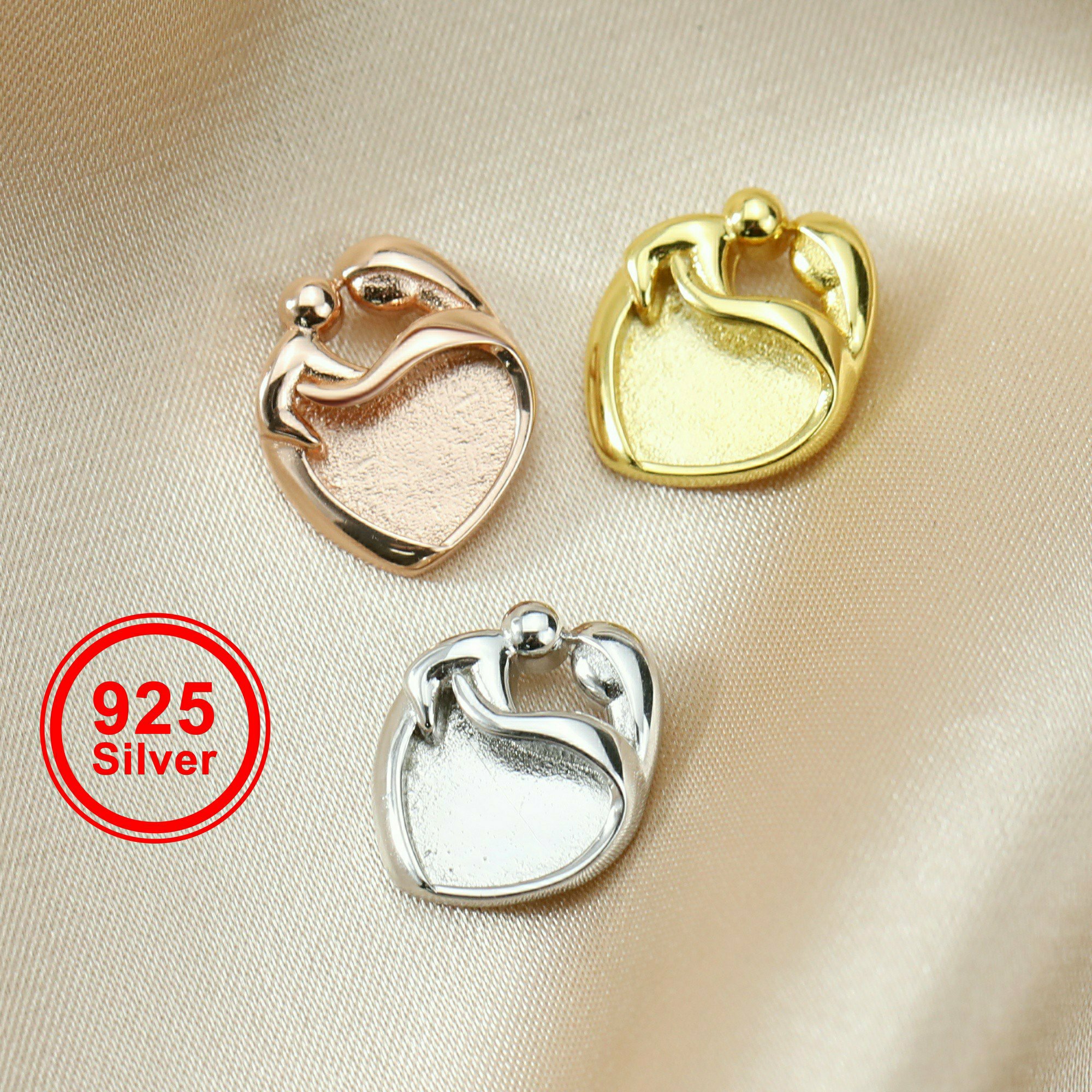 9MM Heart Bezel Settings Mothe - Bezels Set Pendant 评论和价格