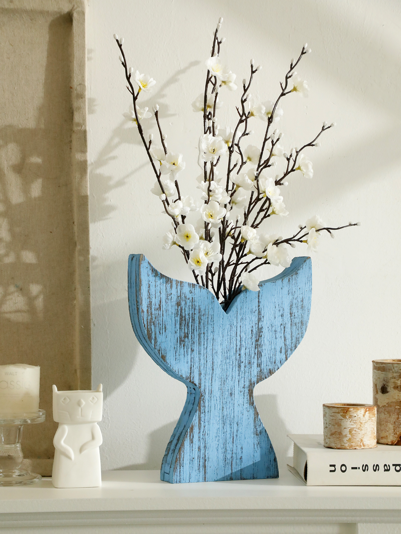 Nautical Wooden Vase Whale Tai - Dried Flower Bulk 评论和价格