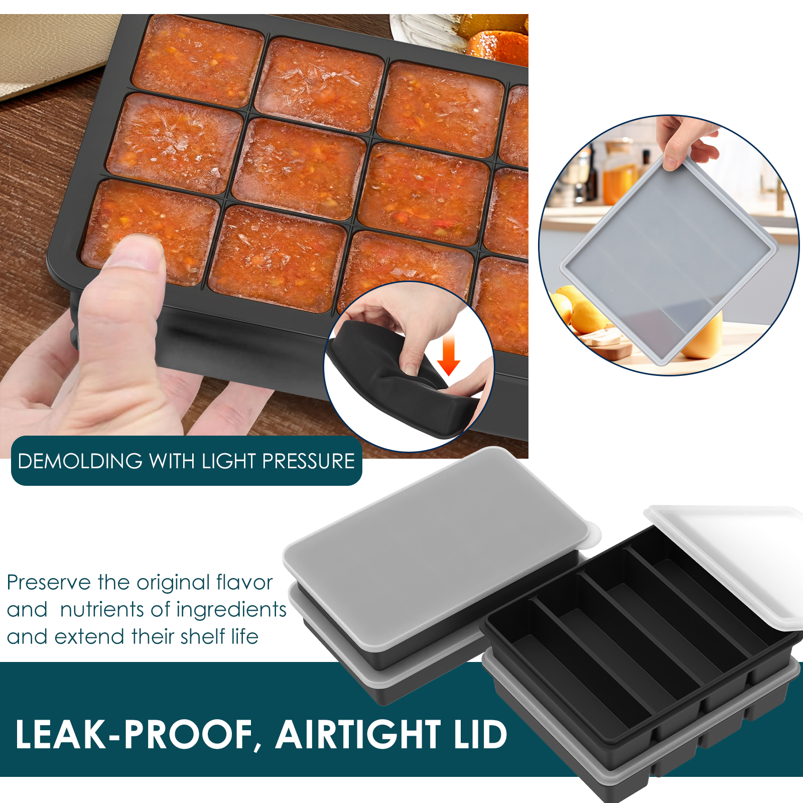4 Pack Silicone Freezer Tray w - Serving Tray Mold 评论和价格