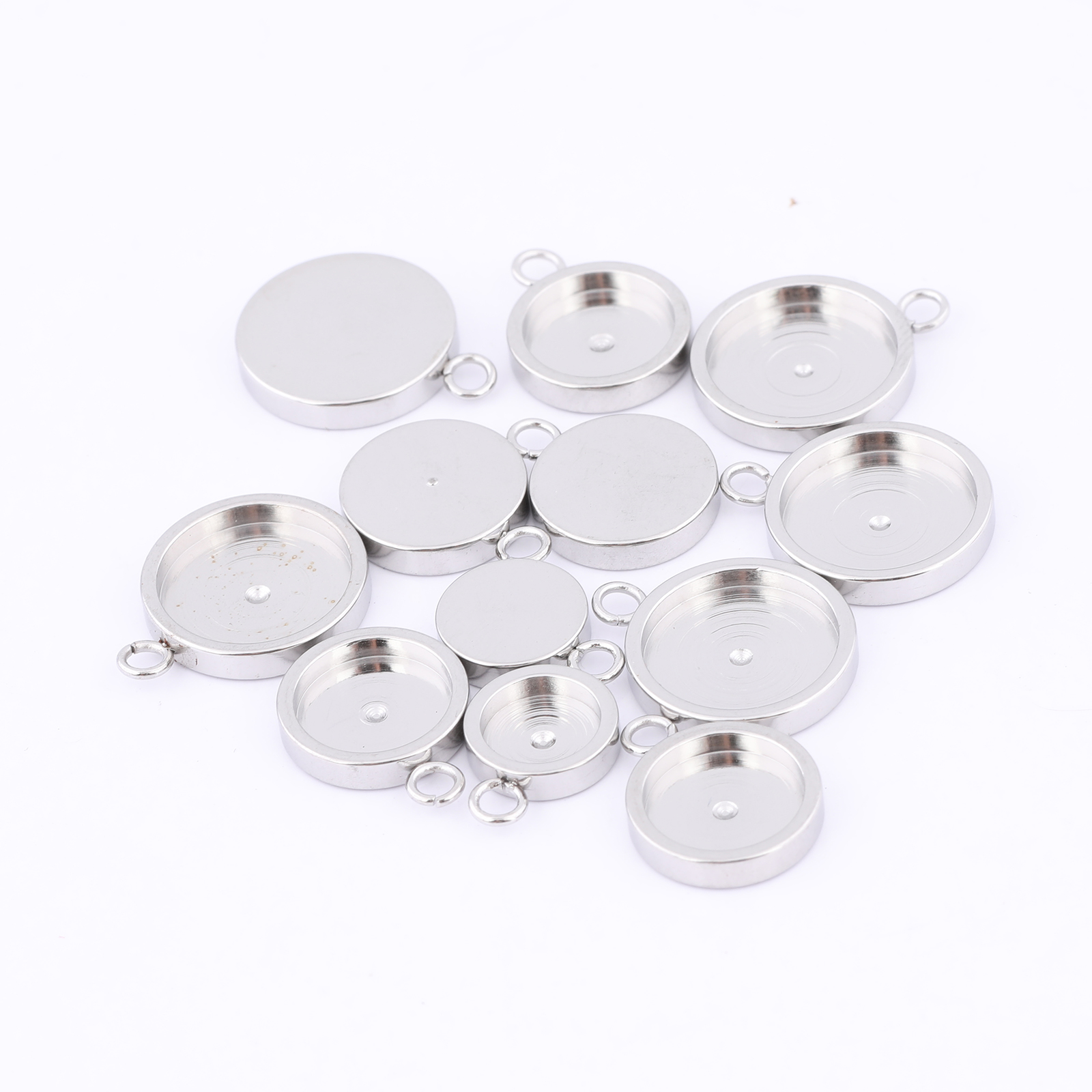 20pcs Stainless Steel 6mm 8mm  - Bezels Set Pendant 评论和价格