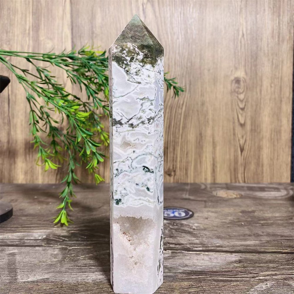 Big Green Moss Agate Druzy Nat - Terrarium Moss Art 评论和价格