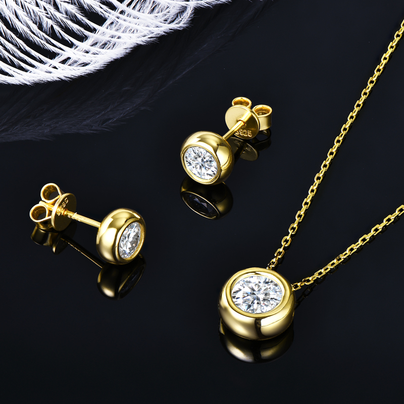 IOGOU 6.5mm 1ct Bezel Moissani - Bezels Set Pendant 评论和价格