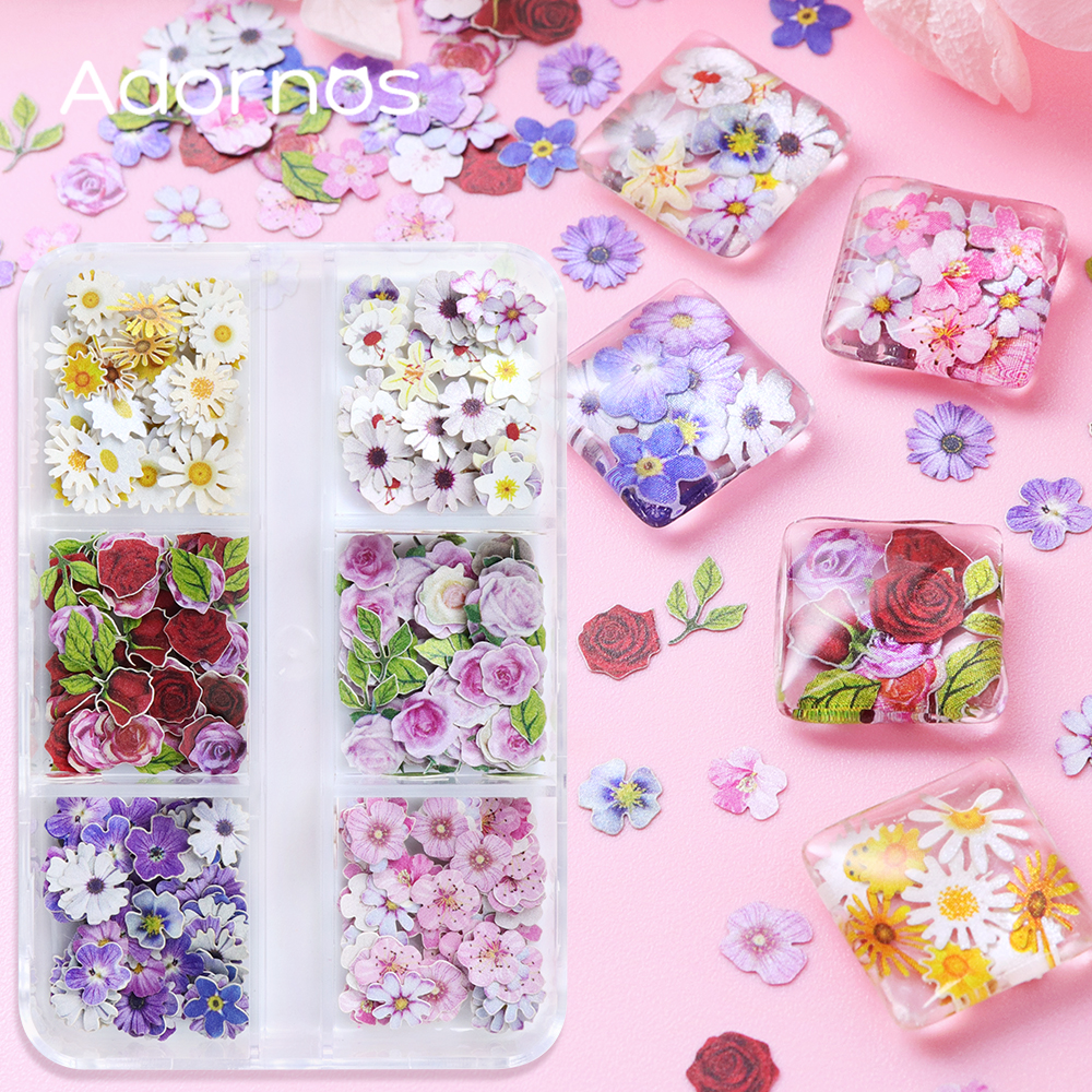 6 Grids Flowers Wood Pulp Chip - Flower Preservation Resin 评论和价格