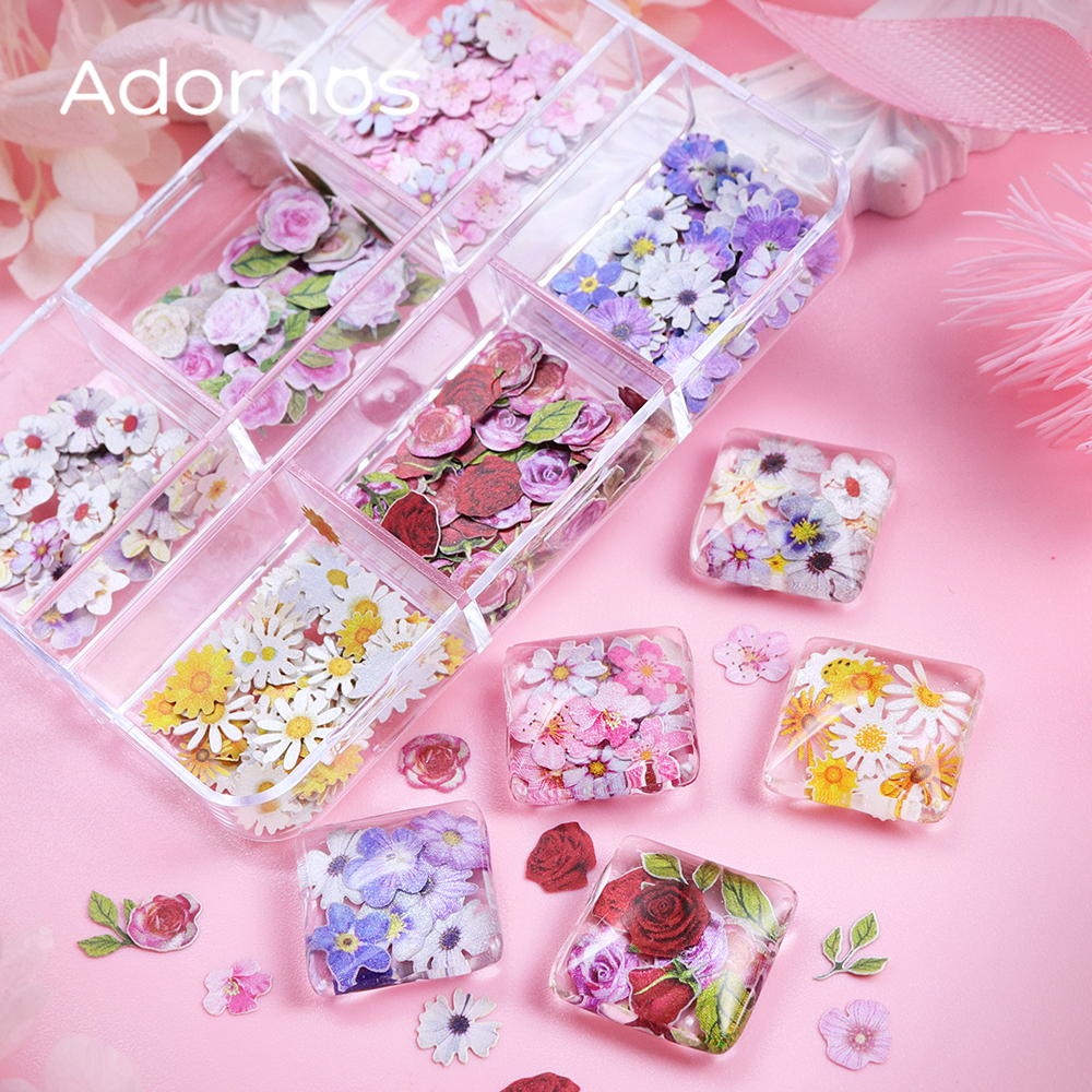6 Grids Flowers Wood Pulp Chip - Flower Preservation Resin 评论和价格