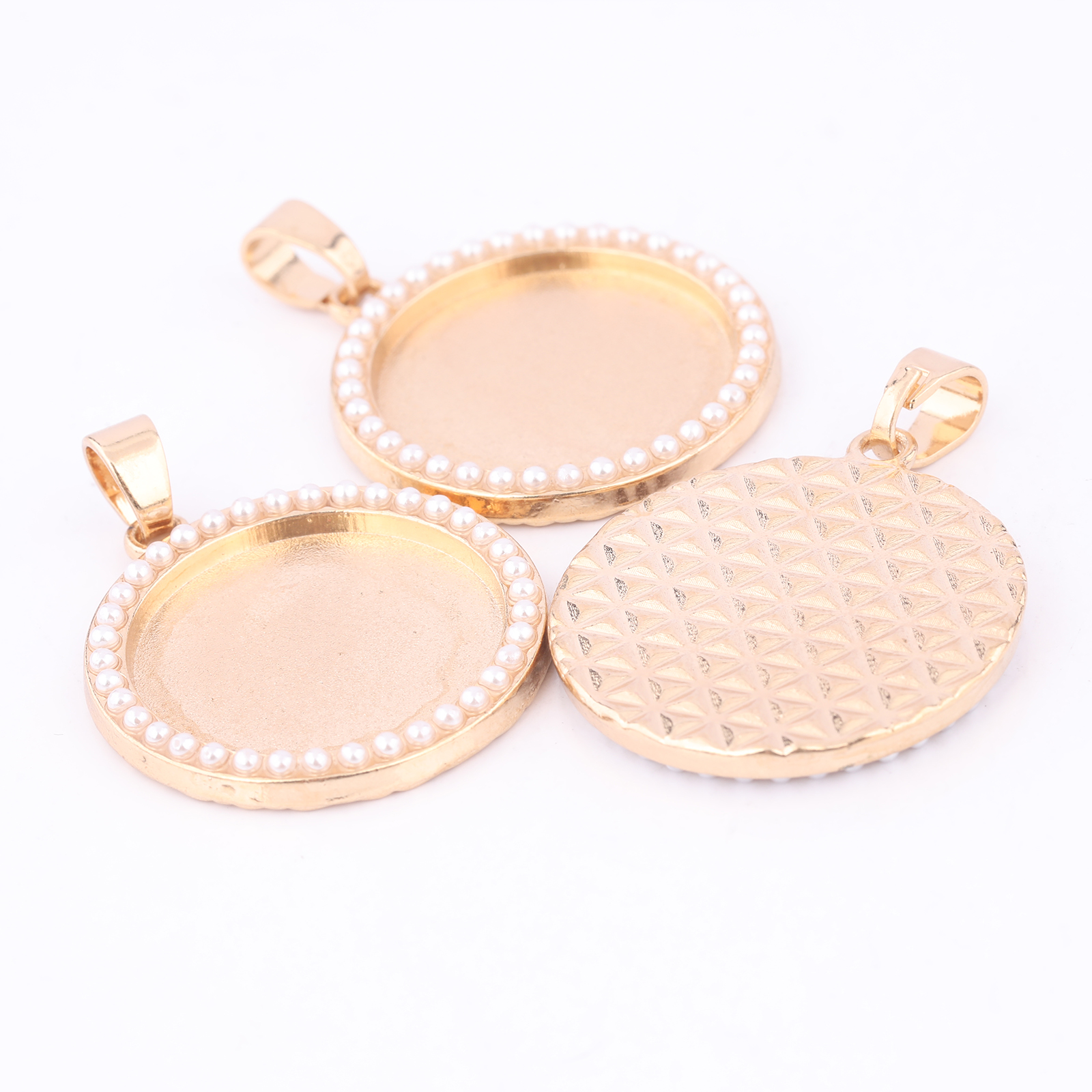 5pcs Kc Gold Pearl Cabochon Ba - Bezels Set Pendant 评论和价格