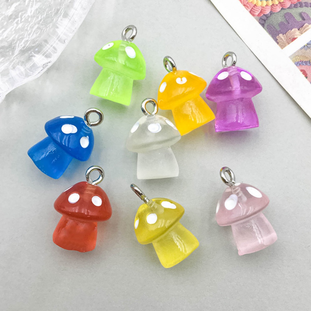 16pcs Luminous Mushroom Charms - Resin Craft Projects 评论和价格
