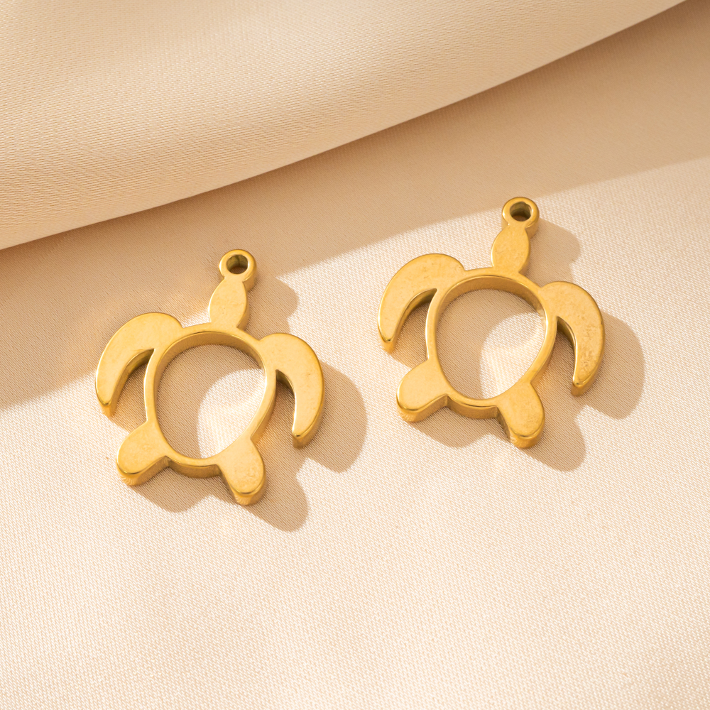 5pcs/Lot Stainless Steel Turtl - Bezels Set Pendant 评论和价格