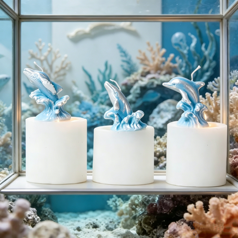 3D Whale & Dolphin with Wave S - Resin Ocean Wave Mold 评论和价格