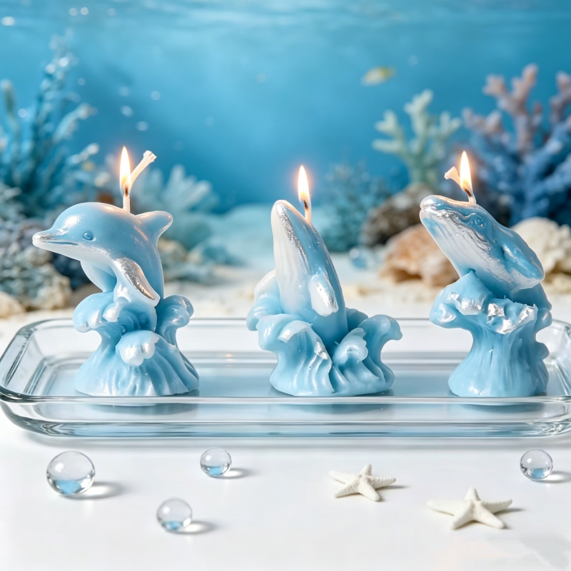 3D Whale & Dolphin with Wave S - Resin Ocean Wave Mold 评论和价格