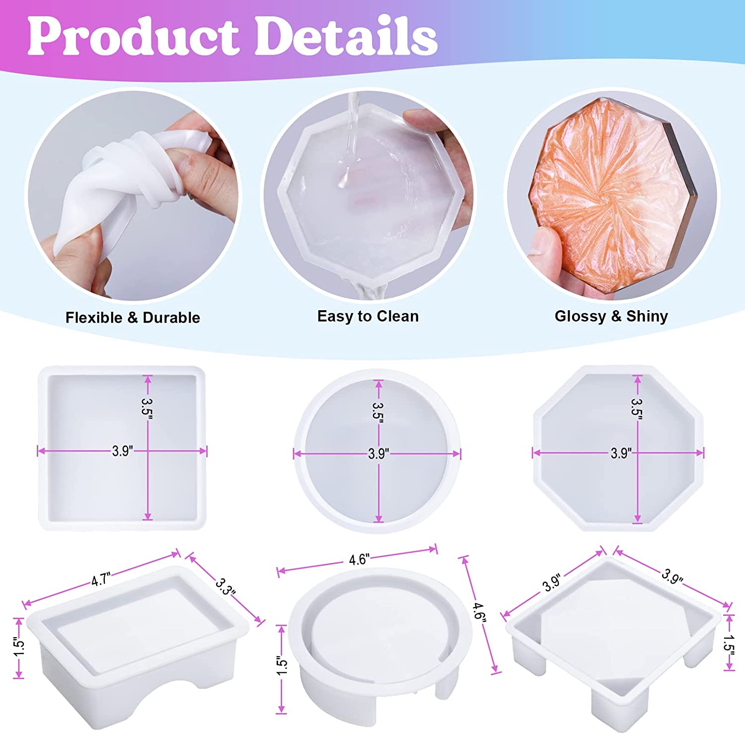 Coaster Resin Molds Silicone,  - Coaster Mold Round 评论和价格