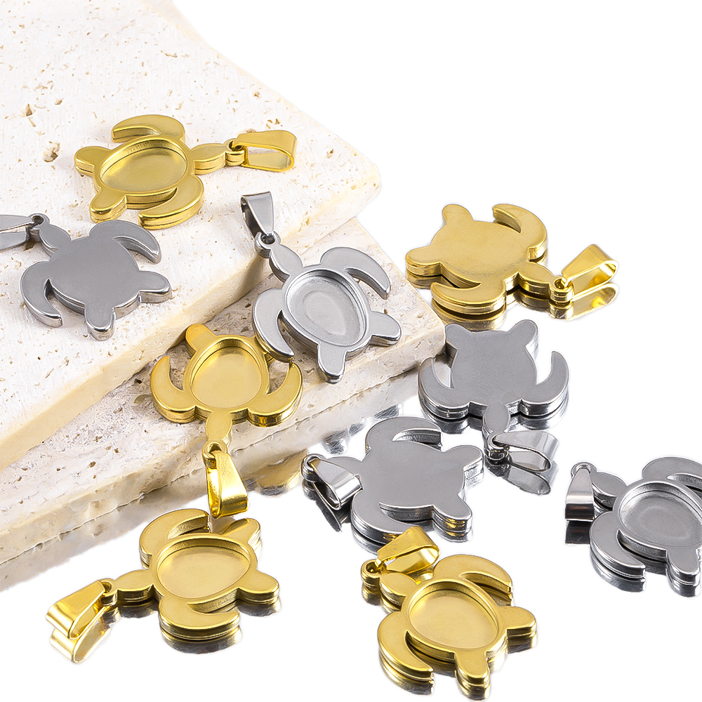 1pc 5pcs Stainless Steel Gold  - Bezels Set Pendant 评论和价格